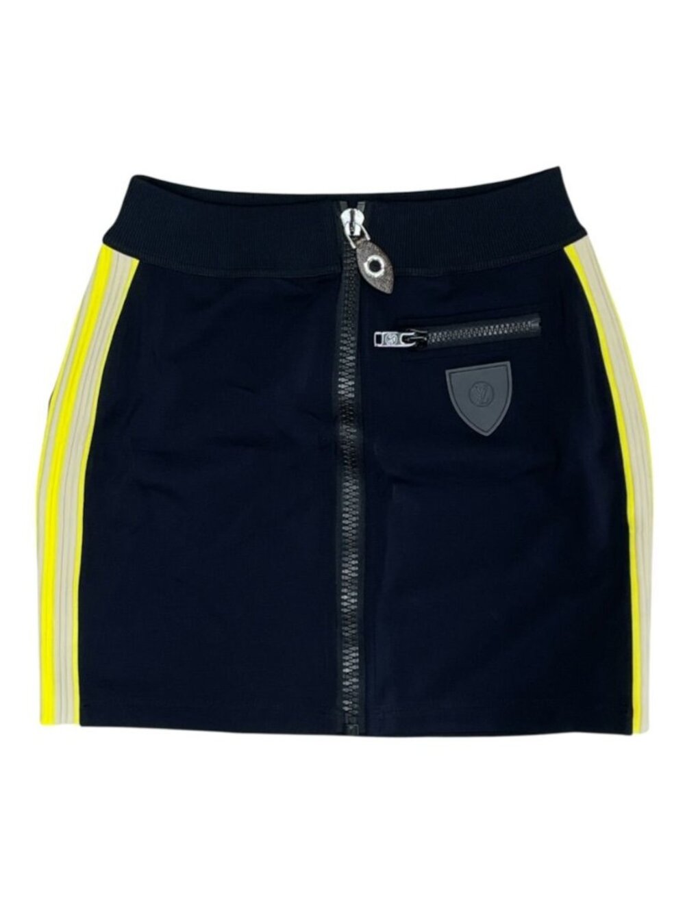 Louis Vuitton Mini Skirt Technical Jersey Zip Up Nylon Black Yellow Casual